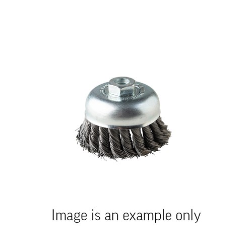 Cup Brush Twist Knot High Carbon Steel 0.5mm Wire  x 65mm Dia M14 Boxed
